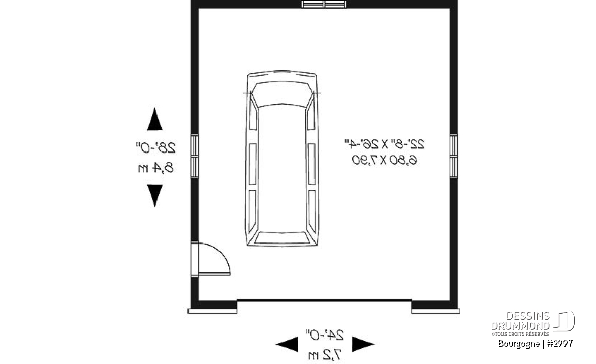 Rez-de-chaussée - Élégant plan de garage double détaché de style Européen, avec plafond à 9'6''. - Bourgogne