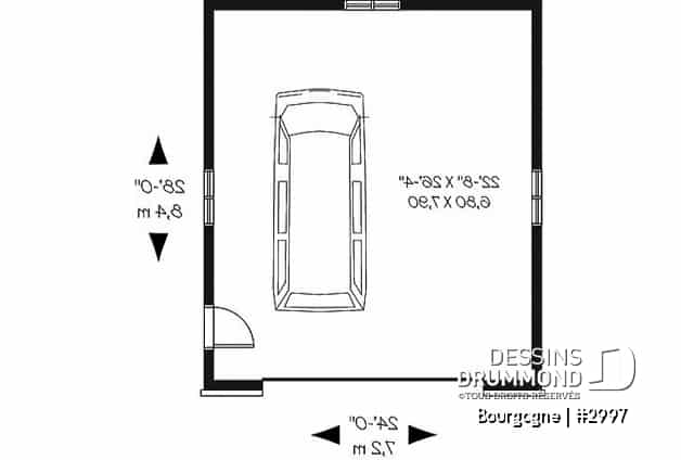 Rez-de-chaussée - Plan de garage double détaché de style Eurpéen et manoir - Bourgogne