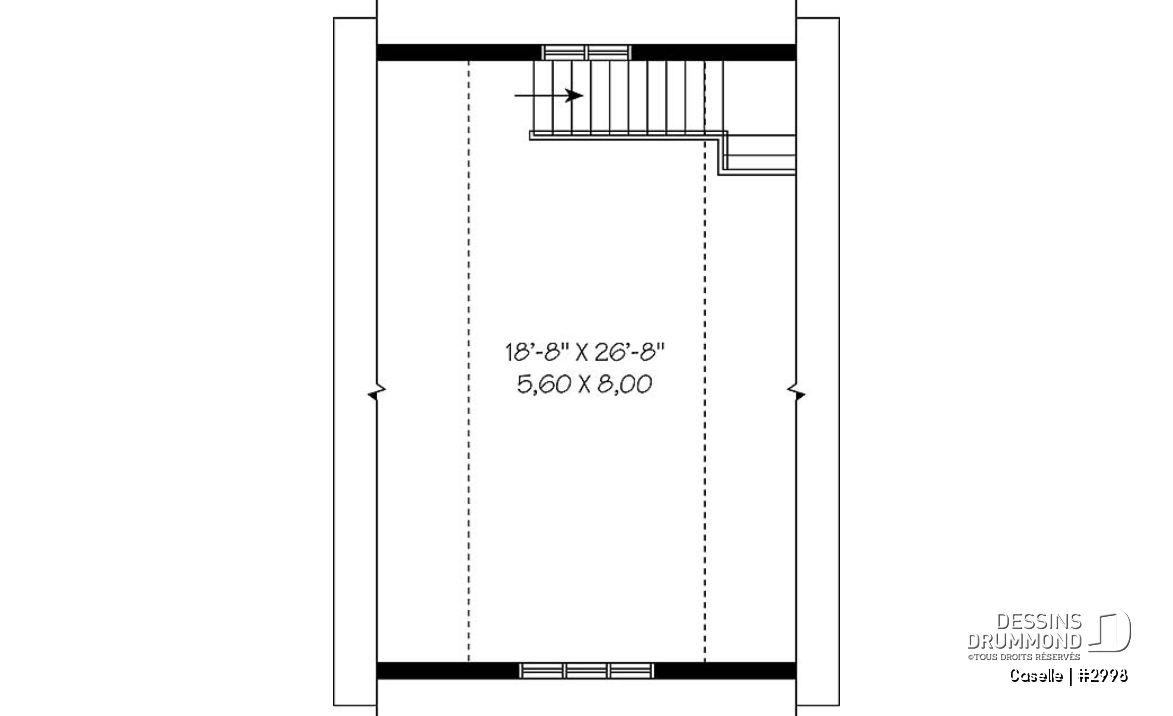 Étage - Plan de garage simple à deux étages avec espace boni aménageable - Caselle
