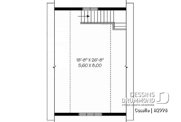 Étage - Plan de garage simple à deux étages avec espace boni aménageable - Caselle