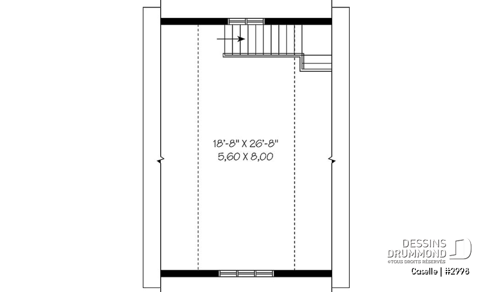 Étage - Plan de garage simple à deux étages avec espace boni aménageable - Caselle