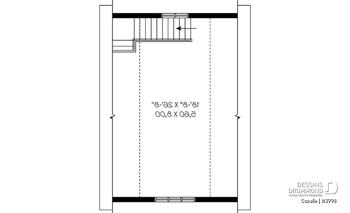 Étage - Plan de garage simple à deux étages avec espace boni aménageable - Caselle