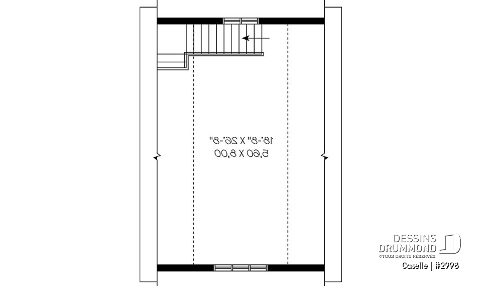 Étage - Plan de garage simple à deux étages avec espace boni aménageable - Caselle