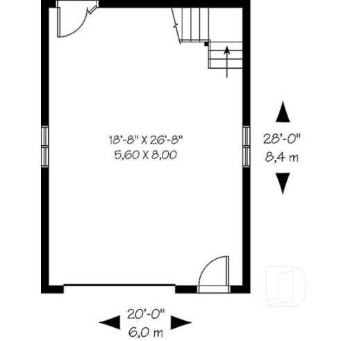 Rez-de-chaussée - Plan de garage simple à deux étages avec espace boni aménageable - Caselle
