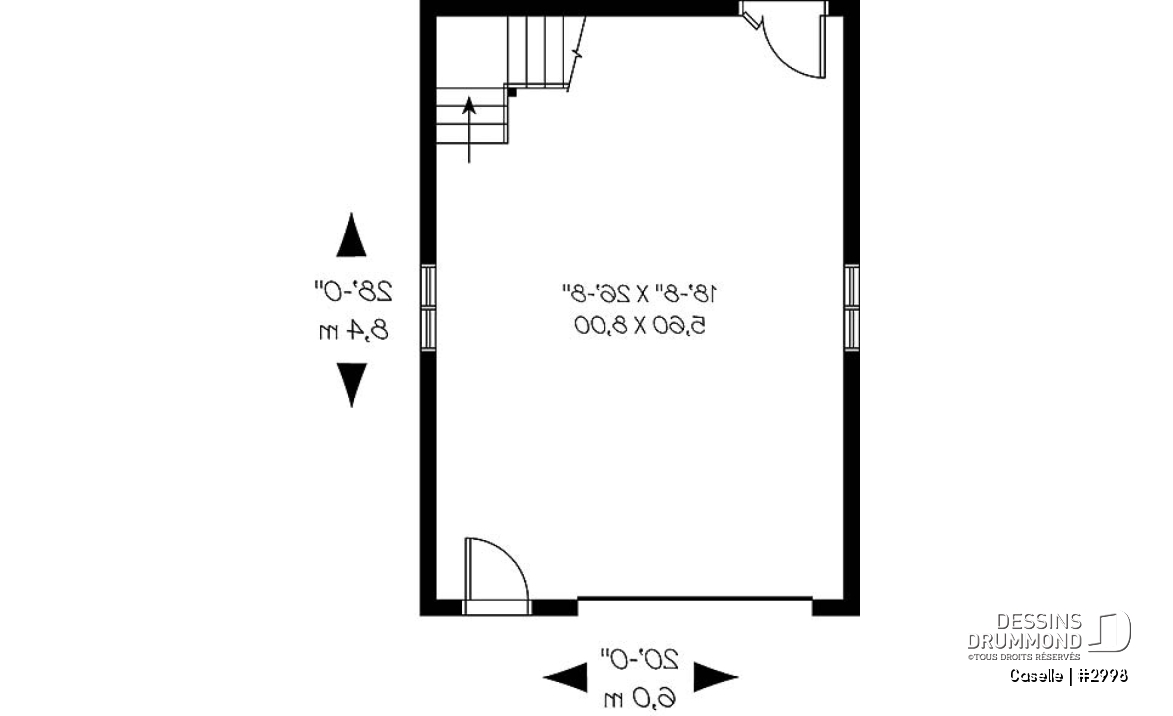 Rez-de-chaussée - Plan de garage simple à deux étages avec espace boni aménageable - Caselle