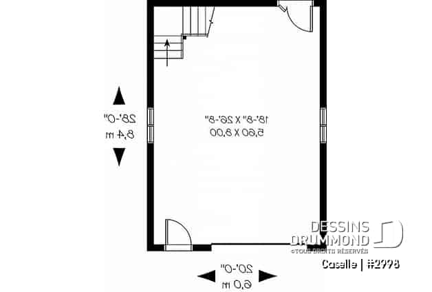 Rez-de-chaussée - Plan de garage simple à deux étages avec espace boni aménageable - Caselle
