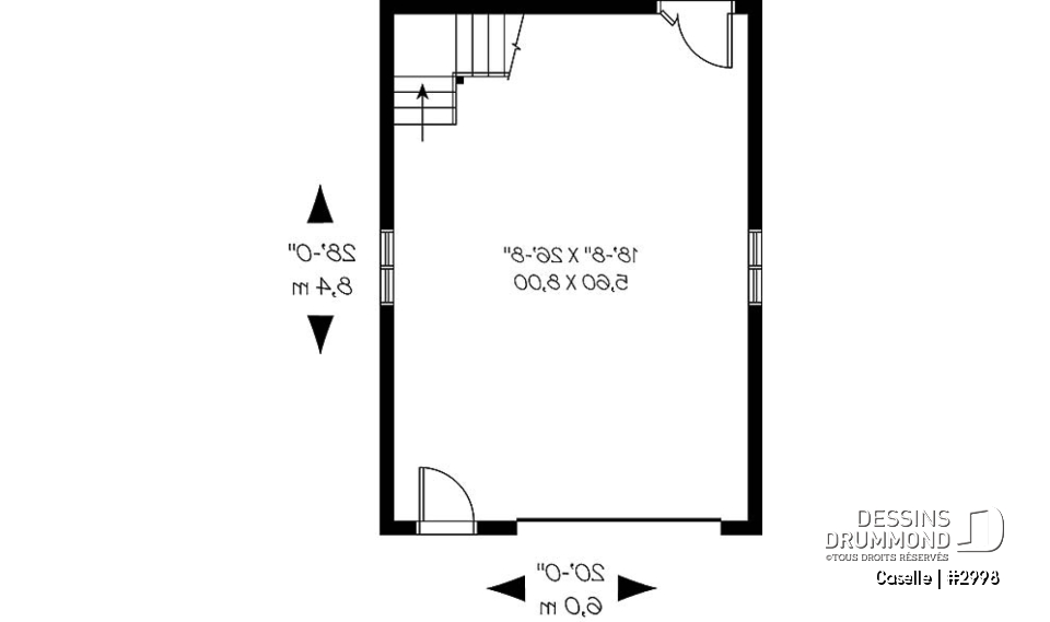 Rez-de-chaussée - Plan de garage simple à deux étages avec espace boni aménageable - Caselle