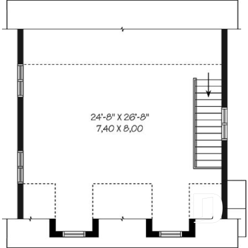 Étage - Garage double de 2 étages à l'Américaine avec 728 pi2 d'espace boni - De Gaulle