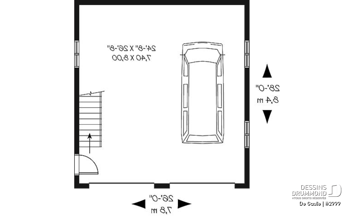 Rez-de-chaussée - Garage double de 2 étages à l'Américaine avec 728 pi2 d'espace boni - De Gaulle