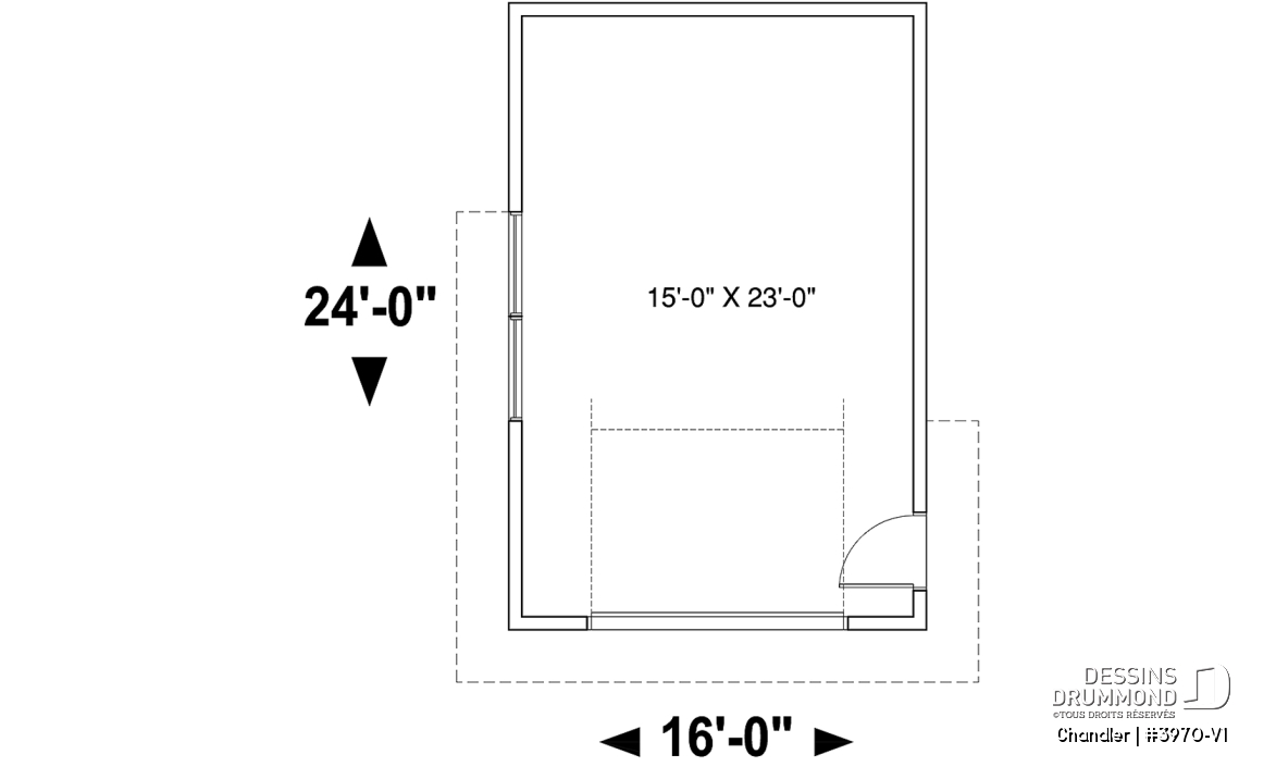 Rez-de-chaussée - Plan de garage pour une auto, style convenant pour maison moderne, nordique et rustique, plafond 9' - Chandler