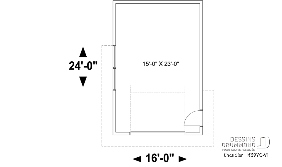 Rez-de-chaussée - Plan de garage pour une auto, style convenant pour maison moderne, nordique et rustique, plafond 9' - Chandler