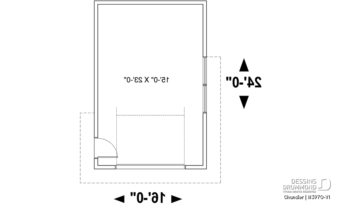 Rez-de-chaussée - Plan de garage pour une auto, style convenant pour maison moderne, nordique et rustique, plafond 9' - Chandler