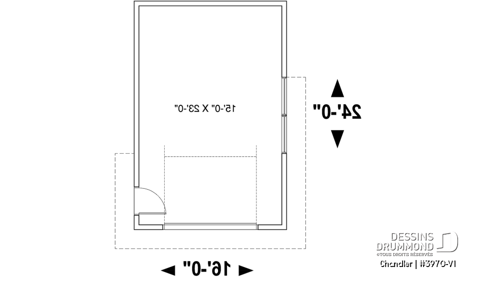 Rez-de-chaussée - Plan de garage pour une auto, style convenant pour maison moderne, nordique et rustique, plafond 9' - Chandler
