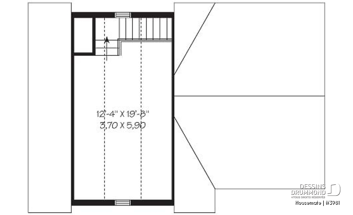 Étage - Plan de garage triple de style Cape Cod avec rangement boni - Housemate