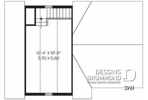 Étage - Plan de garage triple de style Cape Cod avec rangement boni - Housemate