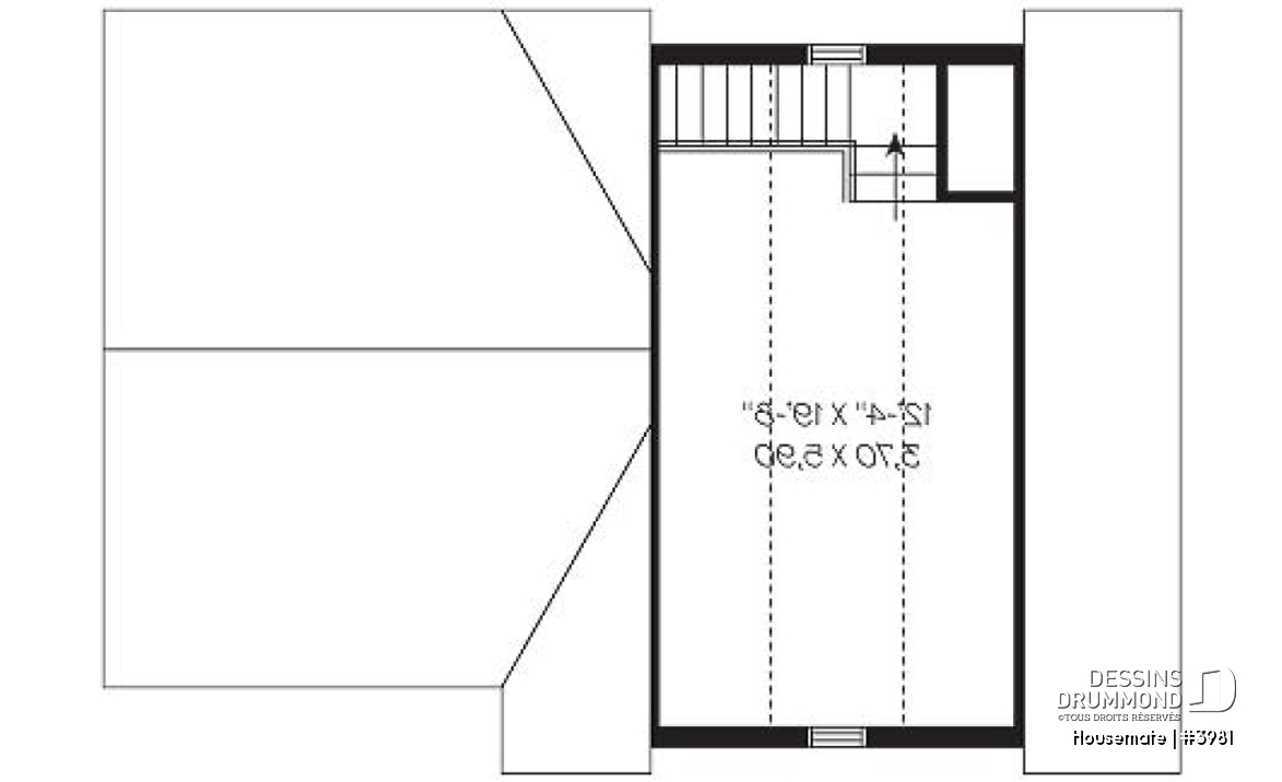 Étage - Plan de garage triple de style Cape Cod avec rangement boni - Housemate