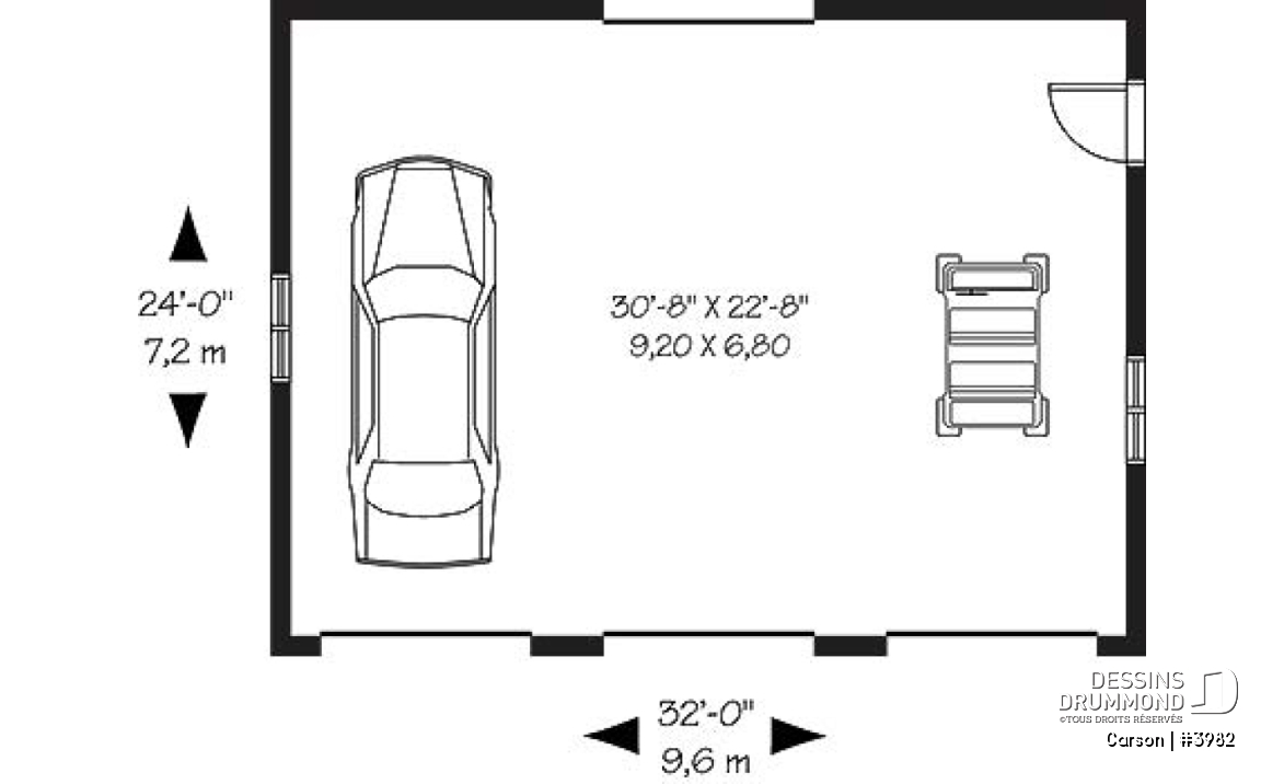 Rez-de-chaussée - Plan de garage triple, pouvant s'harmoniser avec tous les styles de maison - Carson