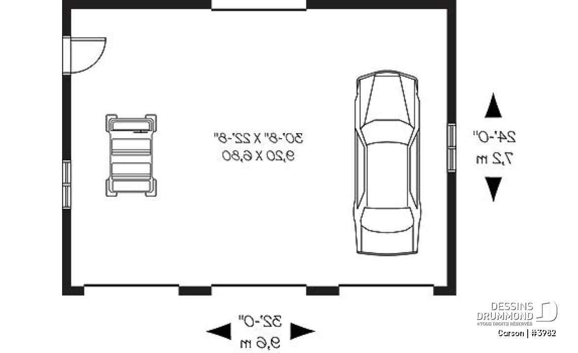 Rez-de-chaussée - Plan de garage triple, pouvant s'harmoniser avec tous les styles de maison - Carson
