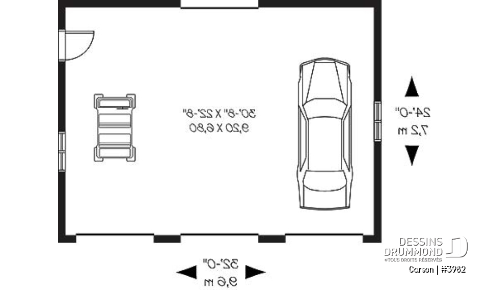 Rez-de-chaussée - Plan de garage triple, pouvant s'harmoniser avec tous les styles de maison - Carson