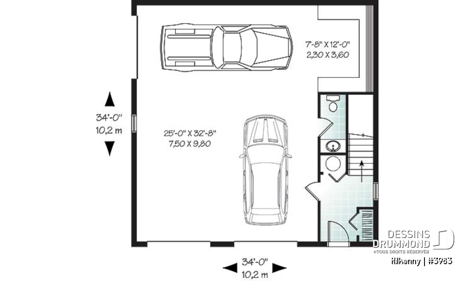 Rez-de-chaussée - Garage triple offrant coin rangement, salle d'eau &amp; espace boni  - Kilkenny