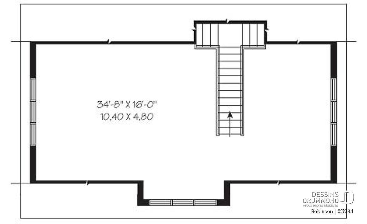 Étage - Plan de garage tiple de style fermette avec espace boni aménageable  - Robinson