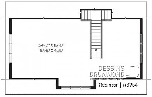 Étage - Plan de garage tiple de style fermette avec espace boni aménageable  - Robinson