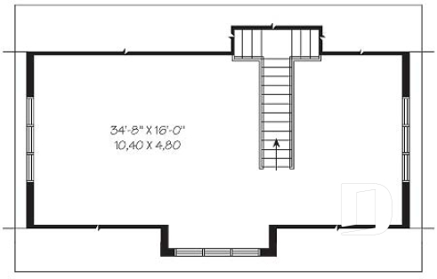 Étage - Plan de garage tiple de style fermette avec espace boni aménageable  - Robinson