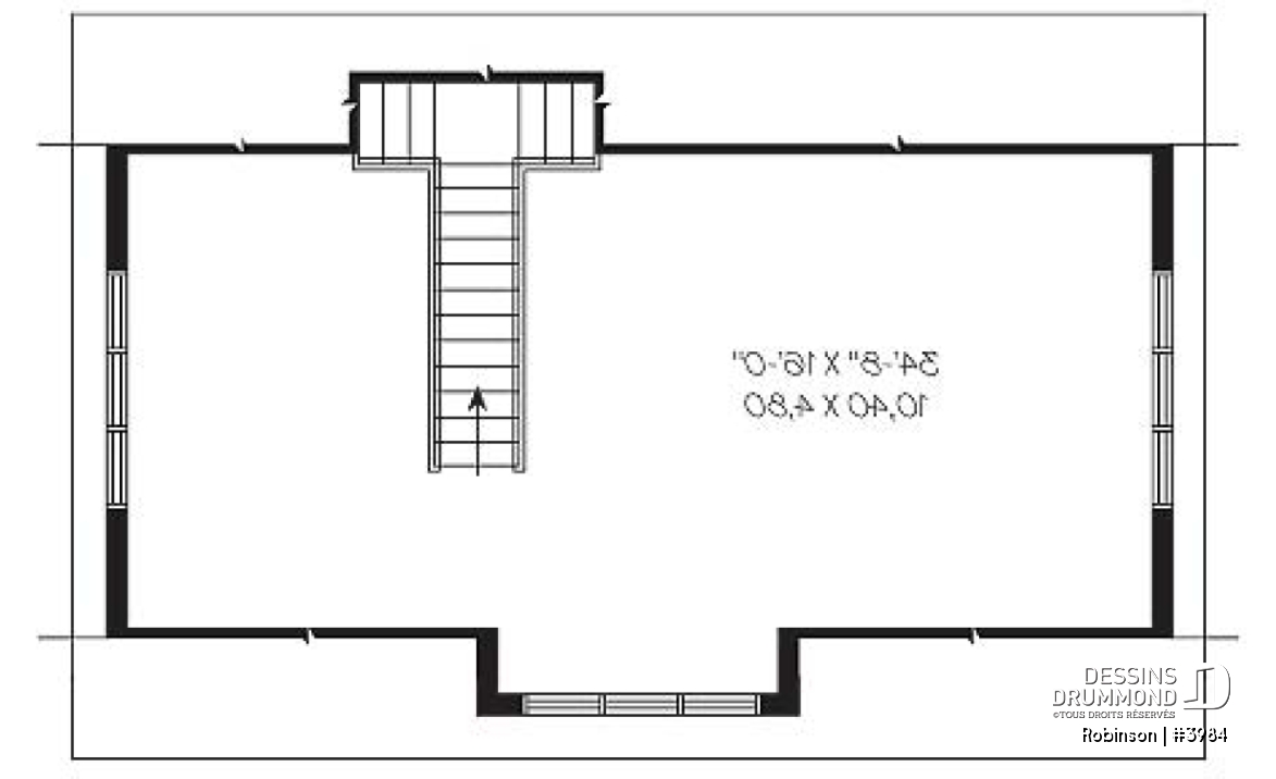 Étage - Plan de garage tiple de style fermette avec espace boni aménageable  - Robinson