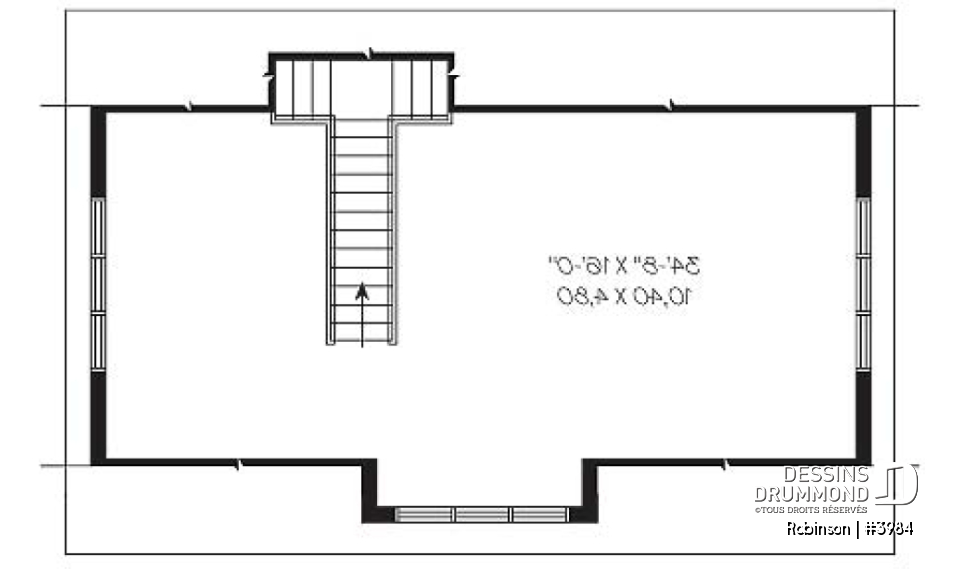 Étage - Plan de garage tiple de style fermette avec espace boni aménageable  - Robinson