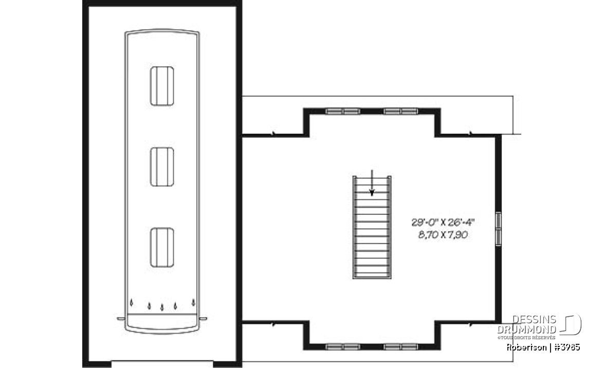 Étage - Plan de garage triple: garage pour véhicule récréatif (VR) et garage double pour 2 autres véhicules - Robertson