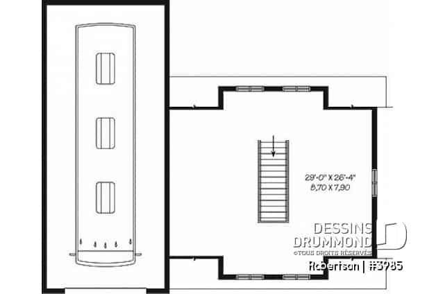 Étage - Plan de garage triple: garage pour véhicule récréatif (VR) et garage double pour 2 autres véhicules - Robertson