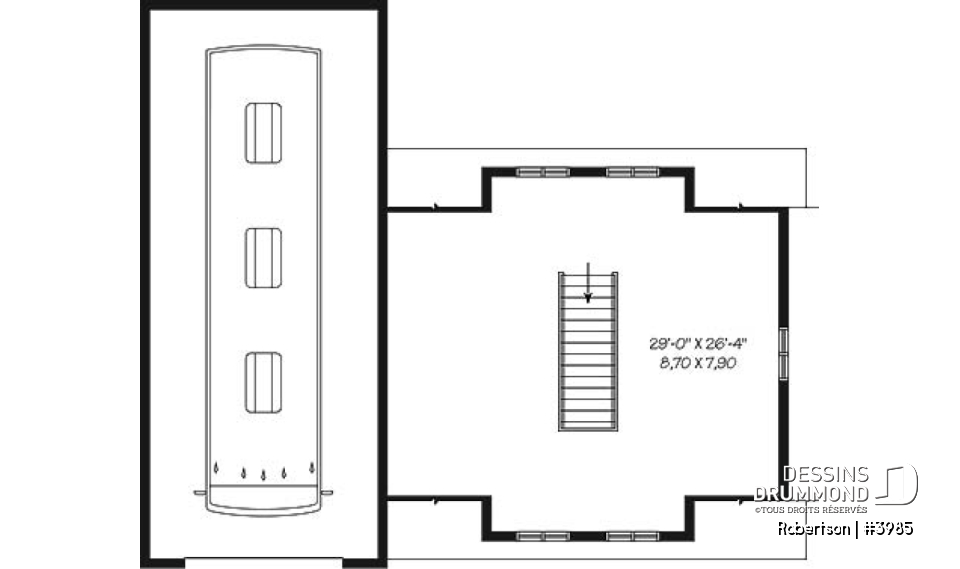 Étage - Plan de garage triple: garage pour véhicule récréatif (VR) et garage double pour 2 autres véhicules - Robertson