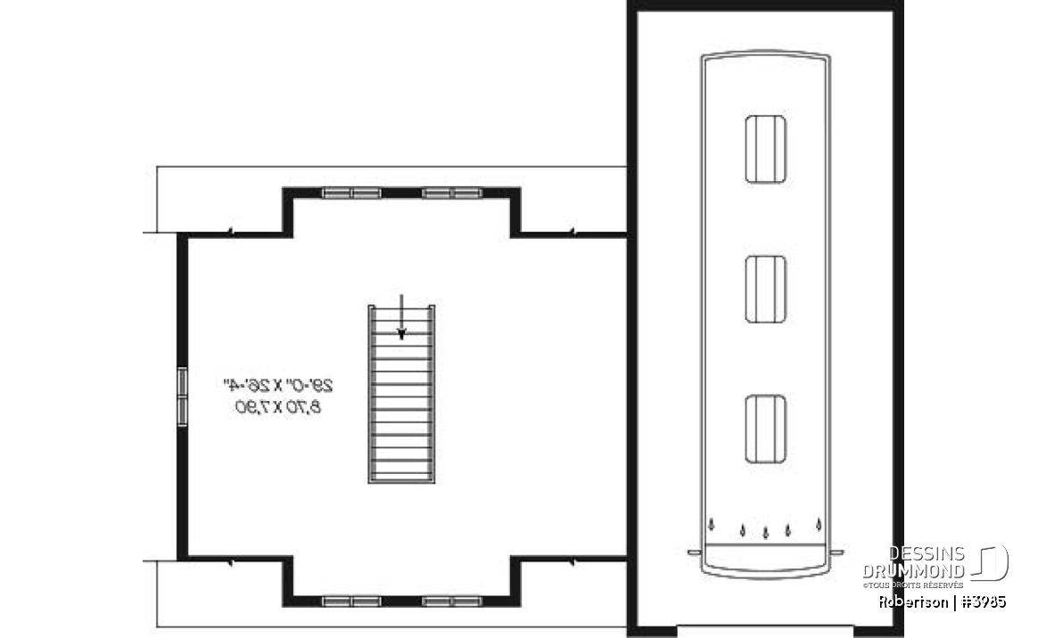 Étage - Plan de garage triple: garage pour véhicule récréatif (VR) et garage double pour 2 autres véhicules - Robertson