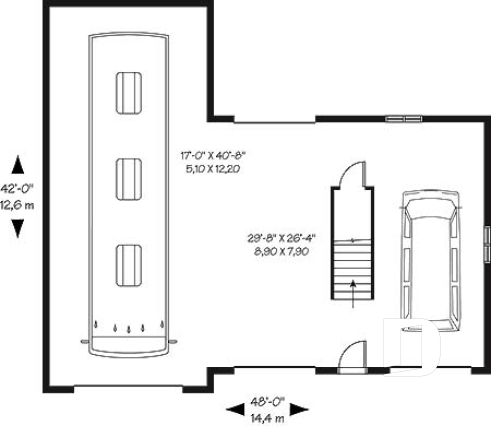 Rez-de-chaussée - Plan de garage triple: garage pour véhicule récréatif (VR) et garage double pour 2 autres véhicules - Robertson