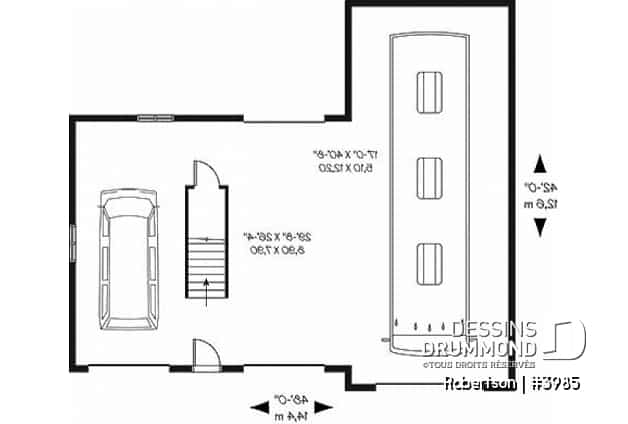 Rez-de-chaussée - Plan de garage triple: garage pour véhicule récréatif (VR) et garage double pour 2 autres véhicules - Robertson