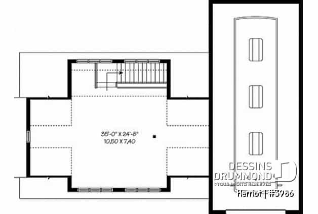 Étage - Plan de garage quadruple à étages avec grand espace pour véhicule récréatif, plan de garage pour VR - Herriot