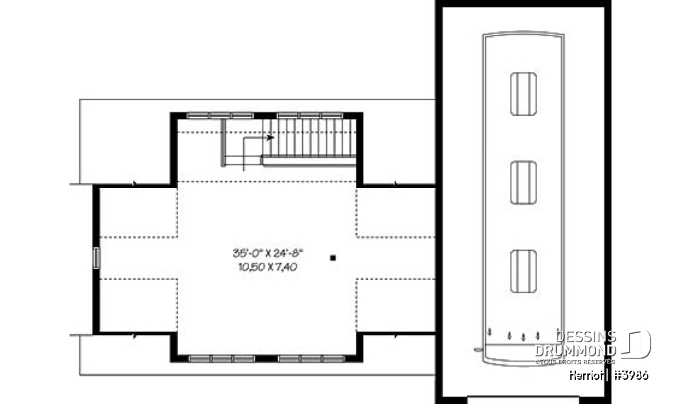 Étage - Plan de garage quadruple à étages avec grand espace pour véhicule récréatif, plan de garage pour VR - Herriot