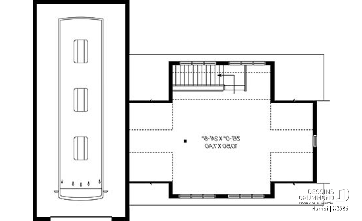 Étage - Plan de garage quadruple à étages avec grand espace pour véhicule récréatif, plan de garage pour VR - Herriot
