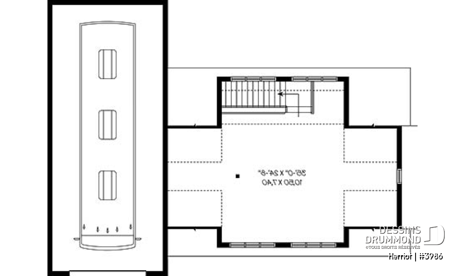 Étage - Plan de garage quadruple à étages avec grand espace pour véhicule récréatif, plan de garage pour VR - Herriot