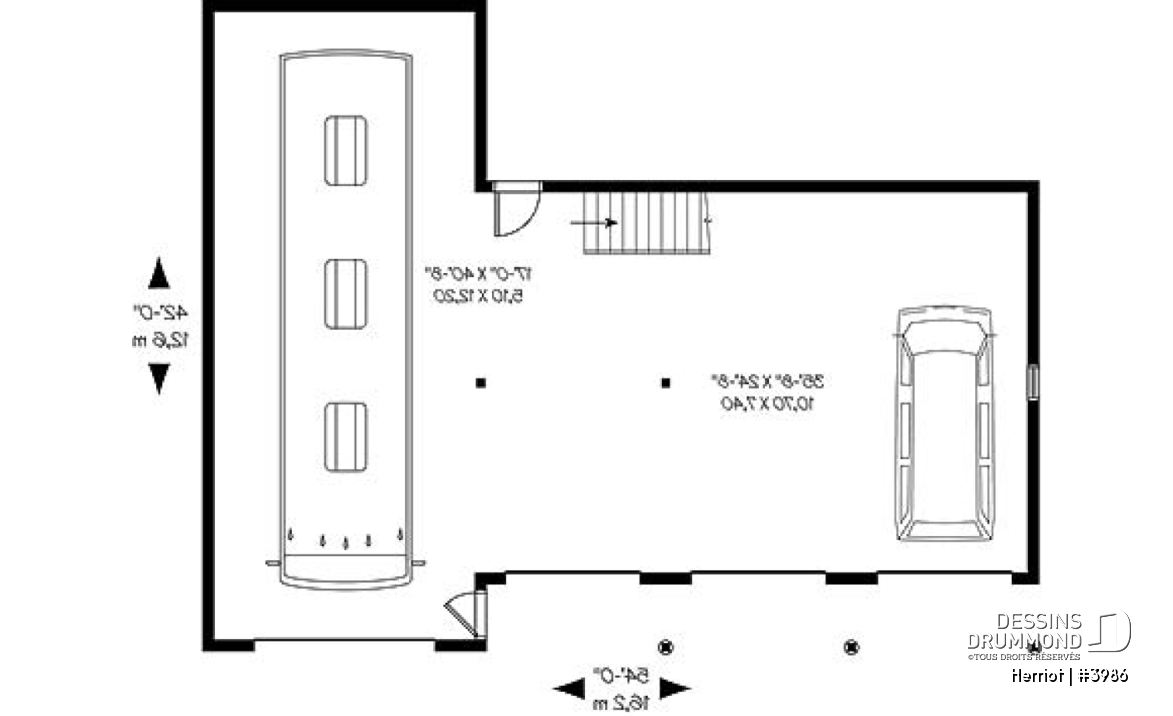 Rez-de-chaussée - Plan de garage quadruple à étages avec grand espace pour véhicule récréatif, plan de garage pour VR - Herriot