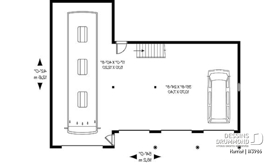 Rez-de-chaussée - Plan de garage quadruple à étages avec grand espace pour véhicule récréatif, plan de garage pour VR - Herriot