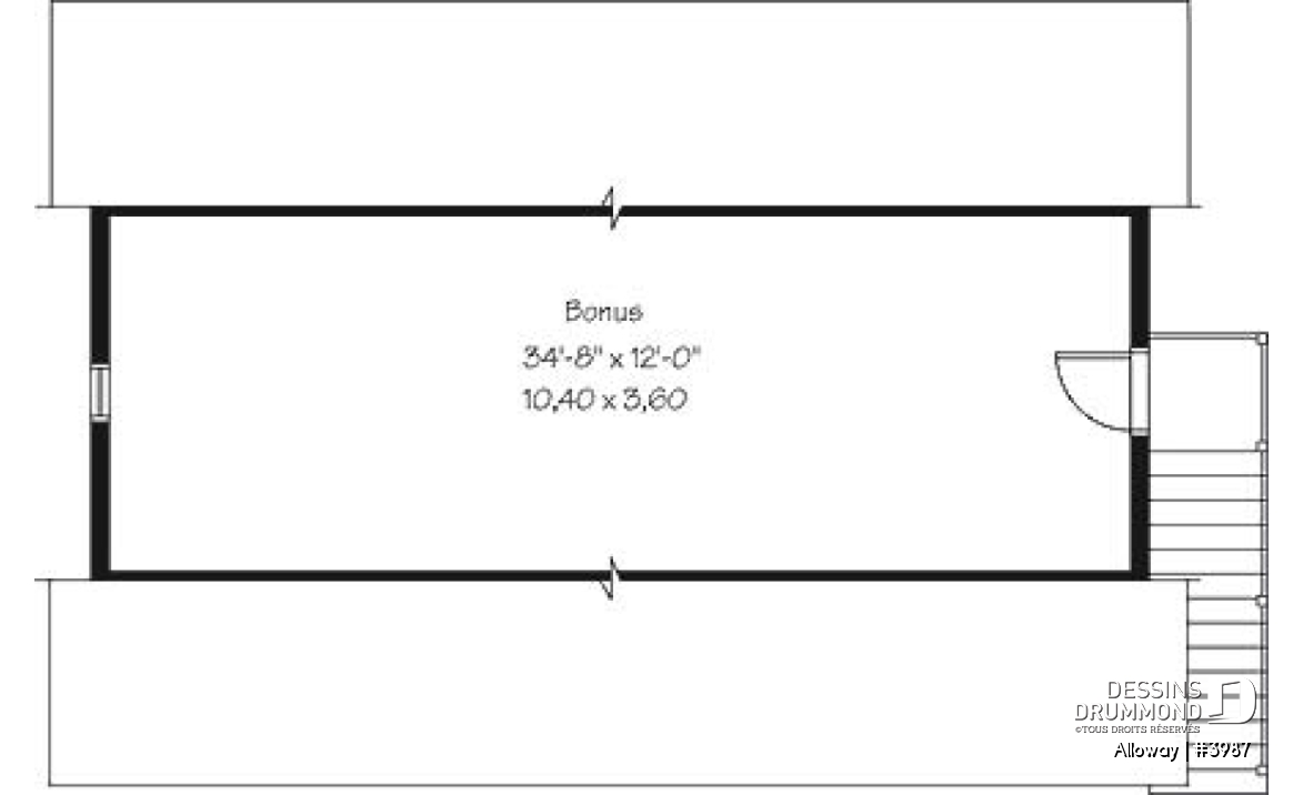 Étage - Plan de garage triple à étages, avec espace boni au deuxième, à aménager - Alloway