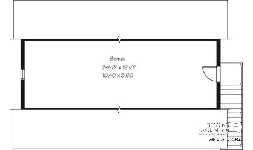 Étage - Plan de garage triple à étages, avec espace boni au deuxième, à aménager - Alloway