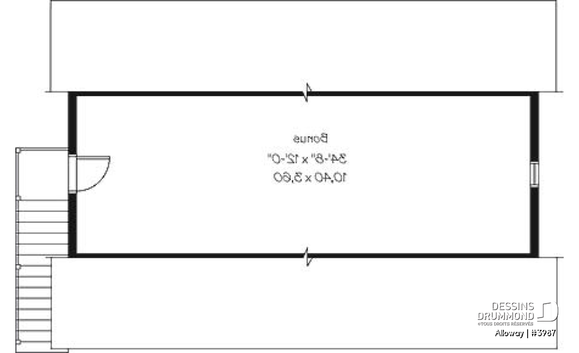 Étage - Plan de garage triple à étages, avec espace boni au deuxième, à aménager - Alloway