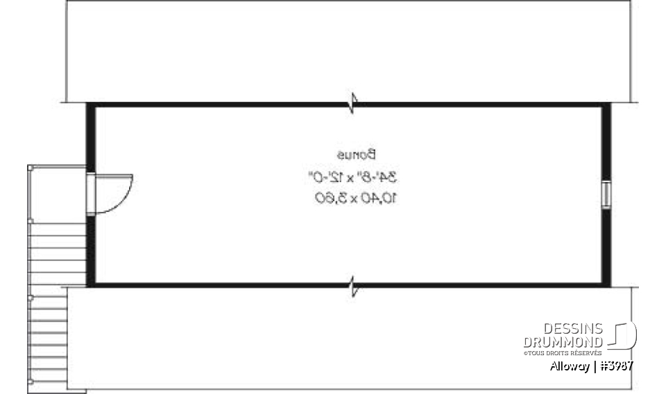 Étage - Plan de garage triple à étages, avec espace boni au deuxième, à aménager - Alloway
