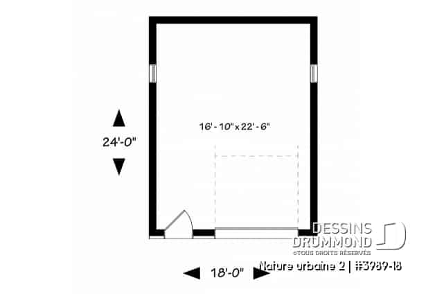 Rez-de-chaussée - Garage simple de style contemporaine, pratique pour son espace rangement, hauteur plafond variable - Nature urbaine 2