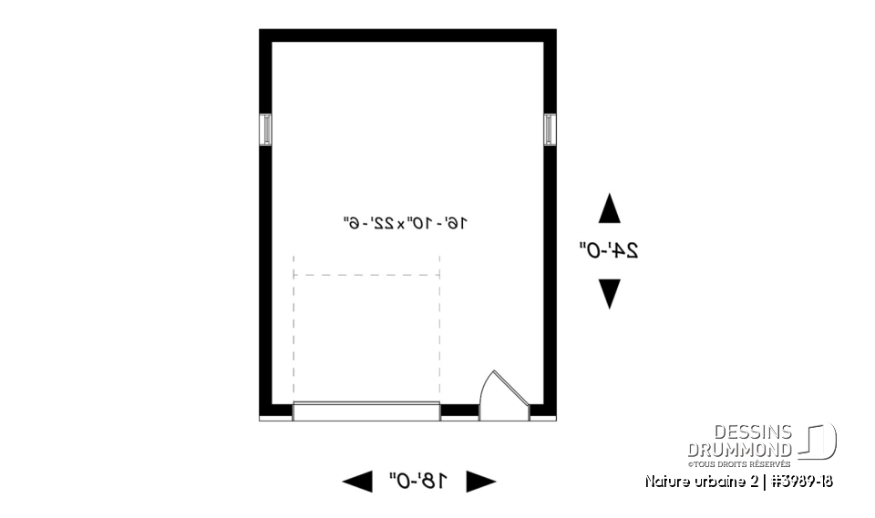 Rez-de-chaussée - Garage simple de style contemporaine, pratique pour son espace rangement, hauteur plafond variable - Nature urbaine 2