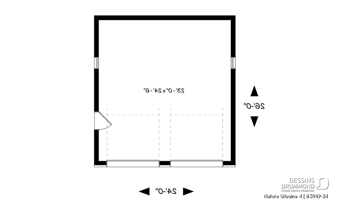 Rez-de-chaussée - Plan de garage pour 2 voitures, avec 2 portes de garage, accès latéral par une porte, 2 fenêtres - Nature Urbaine 4