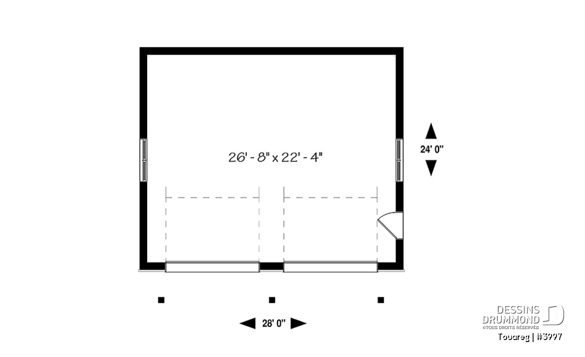 Rez-de-chaussée - Plan de garage double, style moderne rustique, plafond à 12 pieds. - Touareg