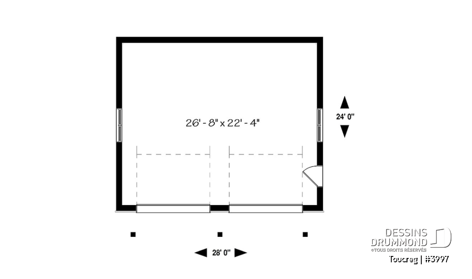Rez-de-chaussée - Plan de garage double, style moderne rustique, plafond à 12 pieds. - Touareg